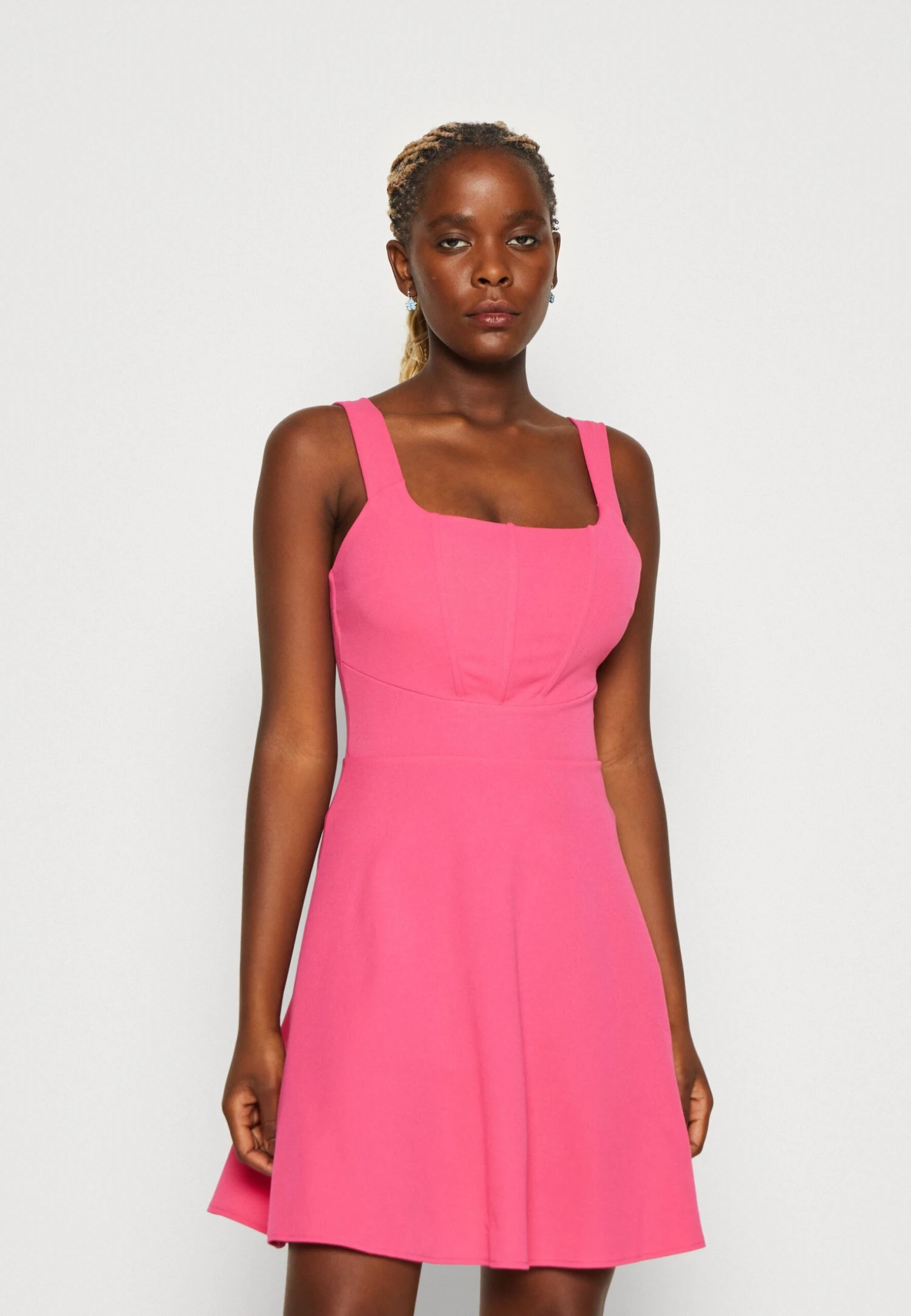 Wal G Indi Square Neck Skater - Jerseyjurk - Fuchsia 1 Wal G Indi Square Neck Skater - Jerseyjurk - Fuchsia