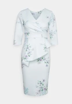 Isabella Wrap Print Midi - Jerseyjurk - Baby Blue -Wal G. 123c60435bed45af9565dd696f60843c