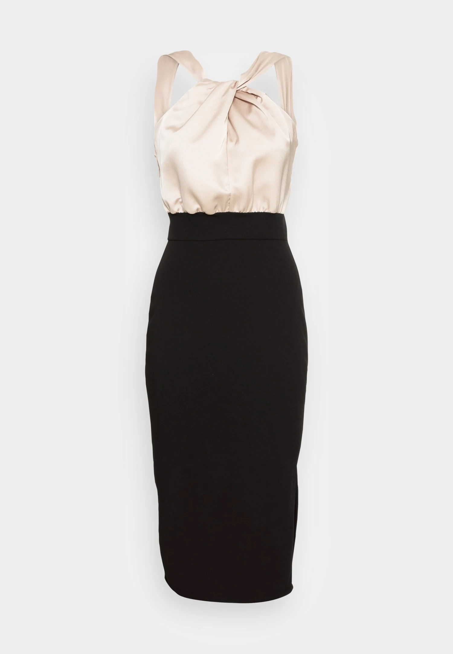 Wal G Marla Knot Halter Midi Dress - Cocktailjurk - Champagne/Black 4 Wal G Marla Knot Halter Midi Dress - Cocktailjurk - Champagne/Black - Afbeelding 4