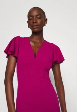 Tatiana Ruffle Sleeve Midi - Cocktailjurk - Raspberry -Wal G. 16057b10e27c4464a76871147e0ccea9