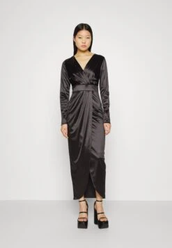 Wal G. 17 Wal G Reana Long Sleeve Midi - Cocktailjurk - Black