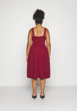 Kandy V Neck Midi - Jurk - Wine -Wal G. 1b553eadd71c451e85bb5f07bc256434