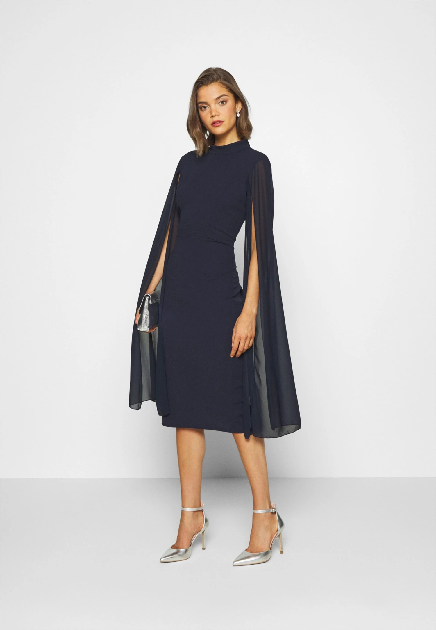 Wal G Cape Sleeve Dress - Cocktailjurk - Navy Blue 2 Wal G Cape Sleeve Dress - Cocktailjurk - Navy Blue - Afbeelding 2