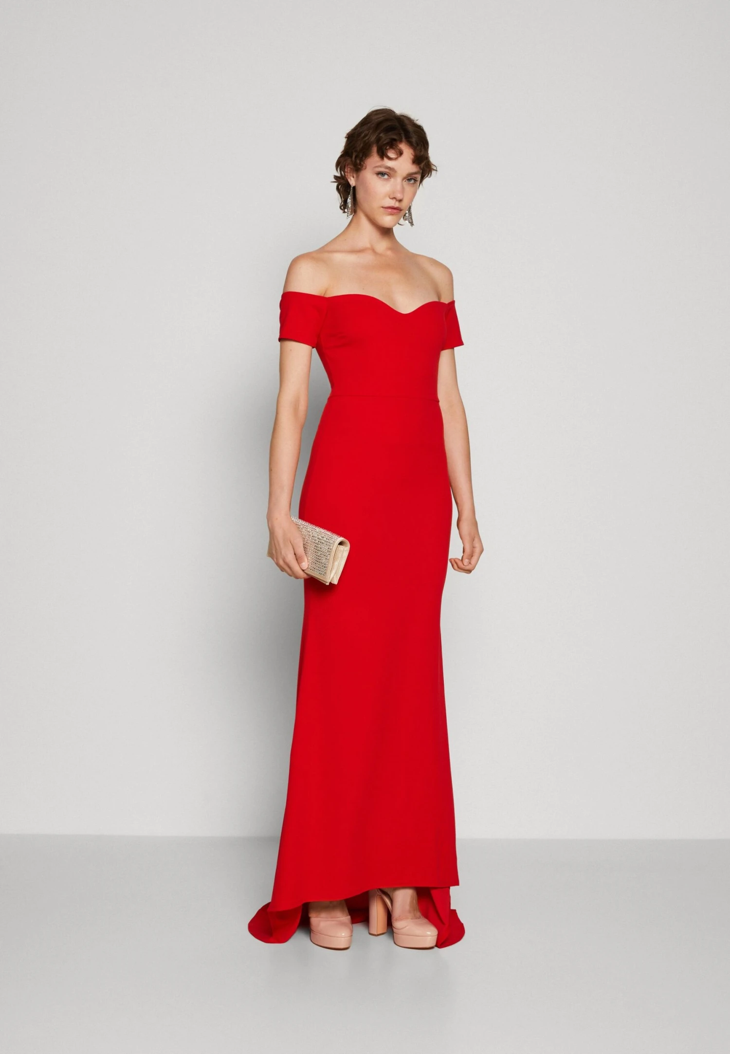 Wal G Rish Off Shoulder Maxi - Jerseyjurk - Red 2 Wal G Rish Off Shoulder Maxi - Jerseyjurk - Red - Afbeelding 2