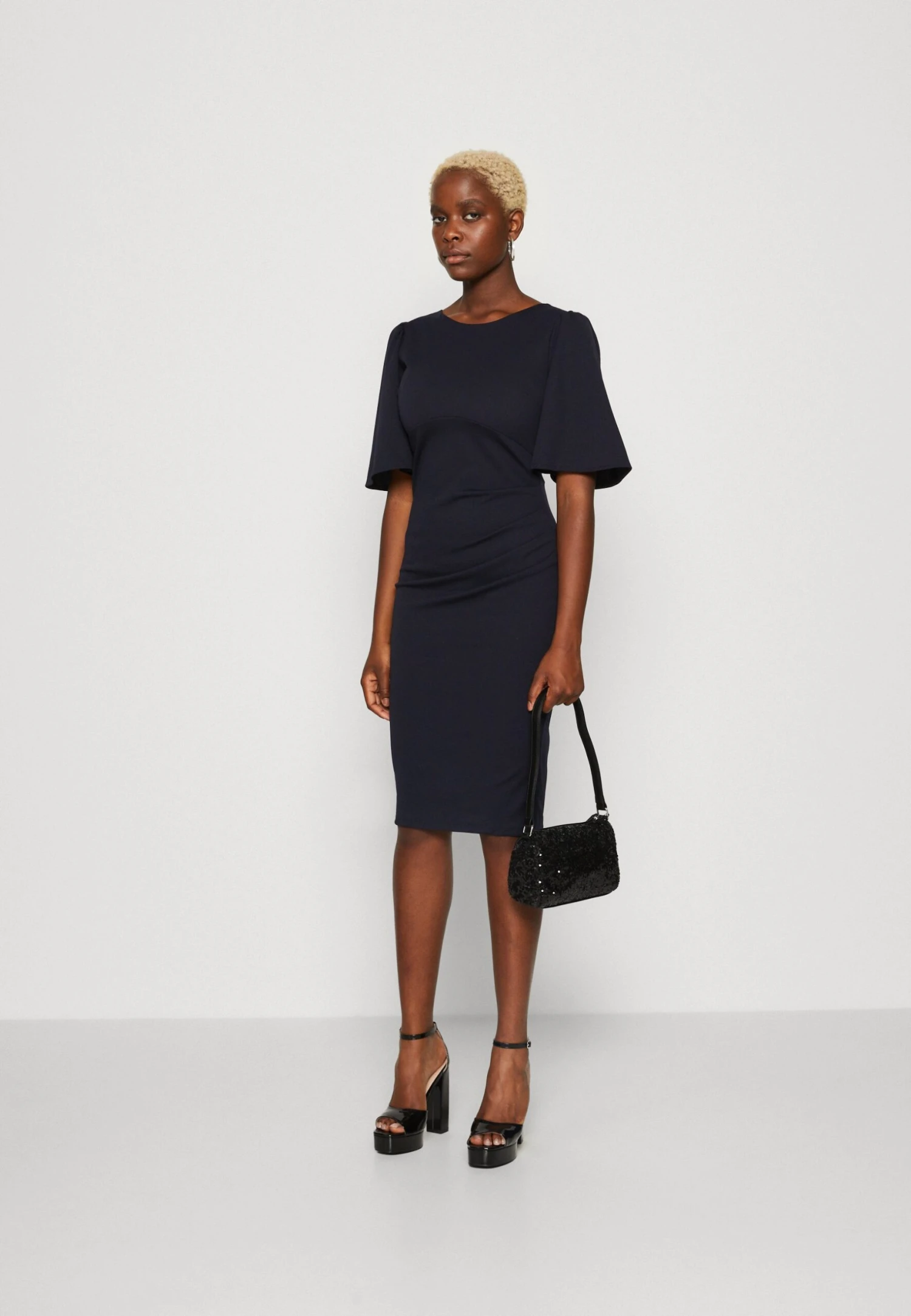 Wal G Puff Sleeve Midi Dress - Etui-Jurk - Navy Blue 2 Wal G Puff Sleeve Midi Dress - Etui-Jurk - Navy Blue - Afbeelding 2