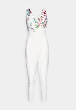 Contrast Plunge - Jumpsuit - White Floral -Wal G. 41c9228c7a02491dae579eacad80f6bb