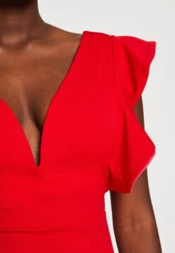 Wal G V Neck Ruffle Sleeve Midi Dress - Jerseyjurk - Red/Fushia 11 Wal G V Neck Ruffle Sleeve Midi Dress - Jerseyjurk - Red/Fushia -Wal G. 4236d293106d457b9ca079690e2cb211