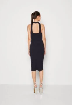 Wal G Sasha Frill Neck Midi Dress - Jerseyjurk - Navy Blue -Wal G. 4b095aa227be4fb0bb0208841ab10fee