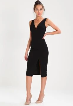 Wal G. 9 Wal G V Neck Midi - Jerseyjurk - Black