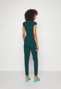 Wal G Short Sleeve V Neck - Jumpsuit - Forest Green -Wal G. 6832c6b77cde4141bc77cb7c673fd1af