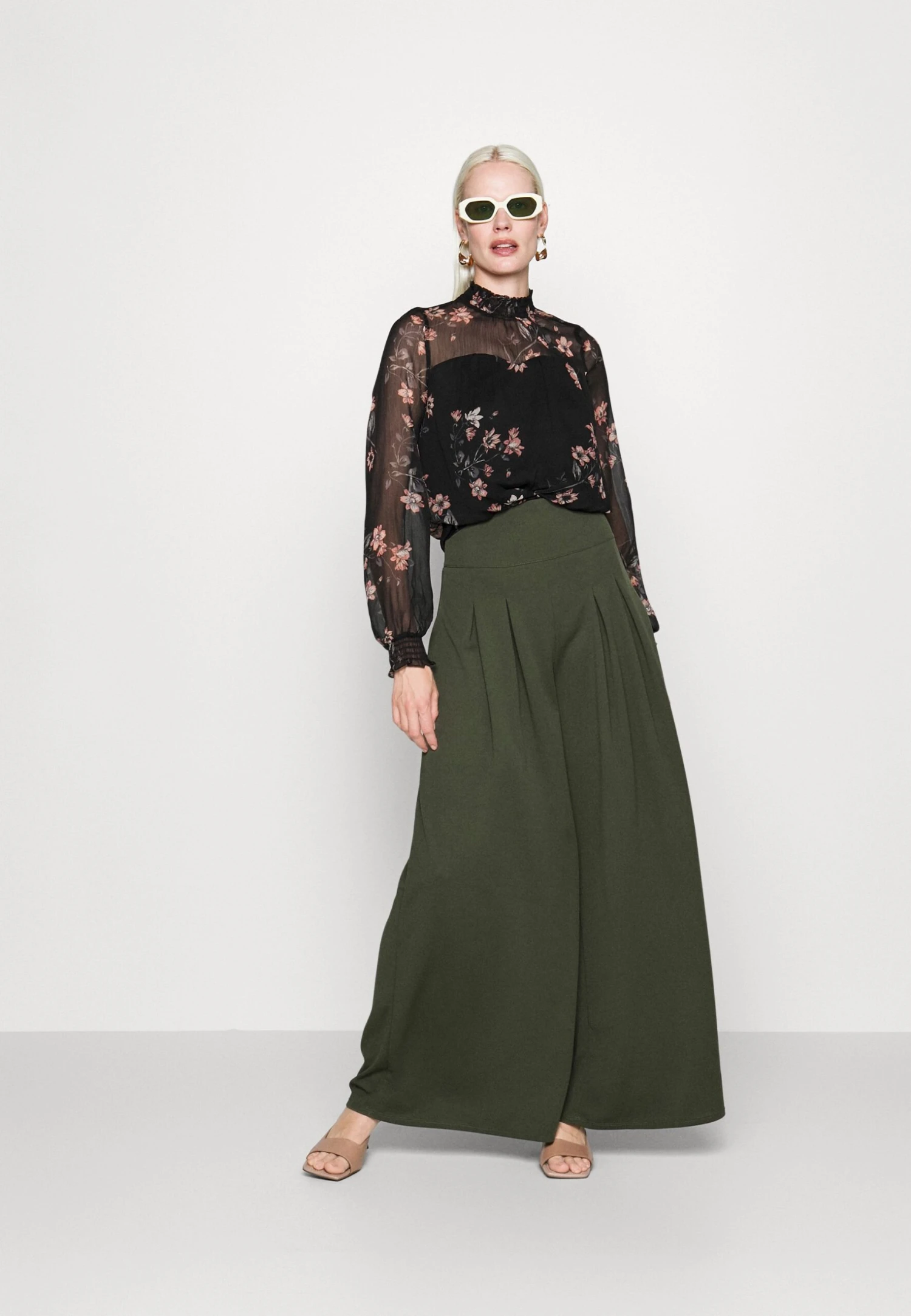 Venisa Wide Leg Trouser - Broek - Dark Khaki 2 Venisa Wide Leg Trouser - Broek - Dark Khaki - Afbeelding 2