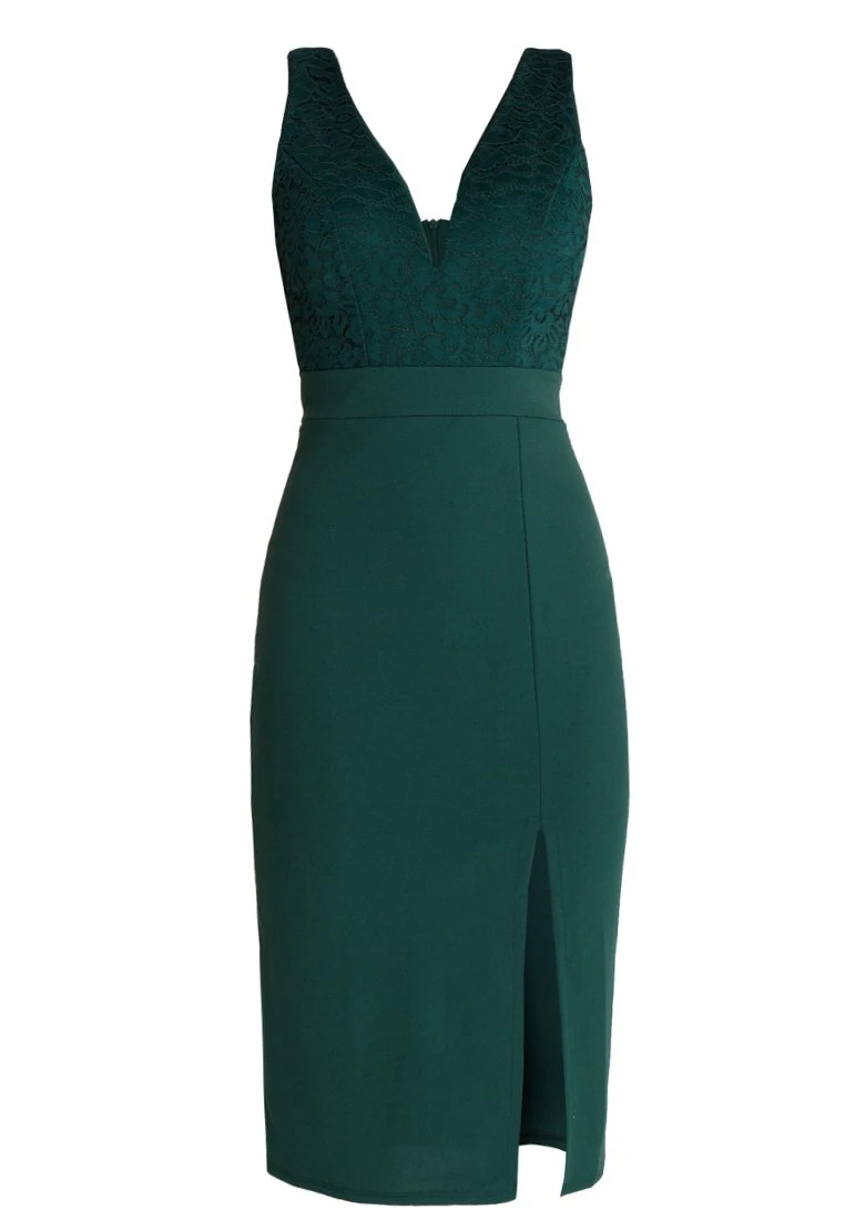 Wal G V Neck Midi Dress - Etui-Jurk - Green 4 Wal G V Neck Midi Dress - Etui-Jurk - Green - Afbeelding 4