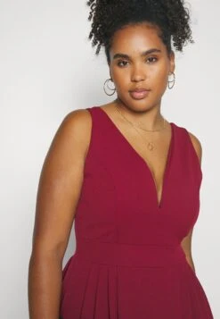 Kandy V Neck Midi - Jurk - Wine -Wal G. 75dc86a7e1714f19abc9cbf5df8516fc