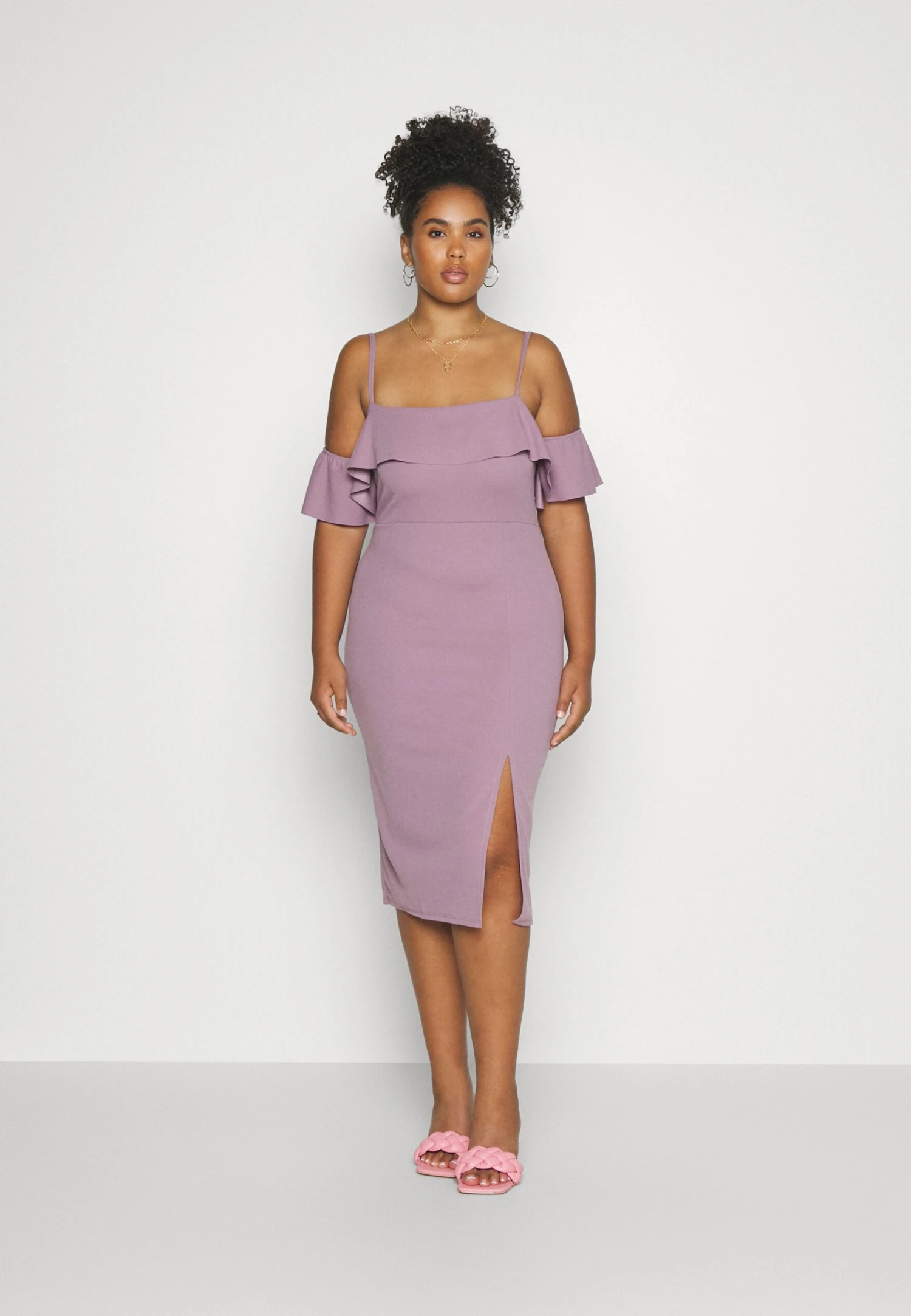 Andy Ruffle Midi - Jerseyjurk - Mauve Pink 1 Andy Ruffle Midi - Jerseyjurk - Mauve Pink