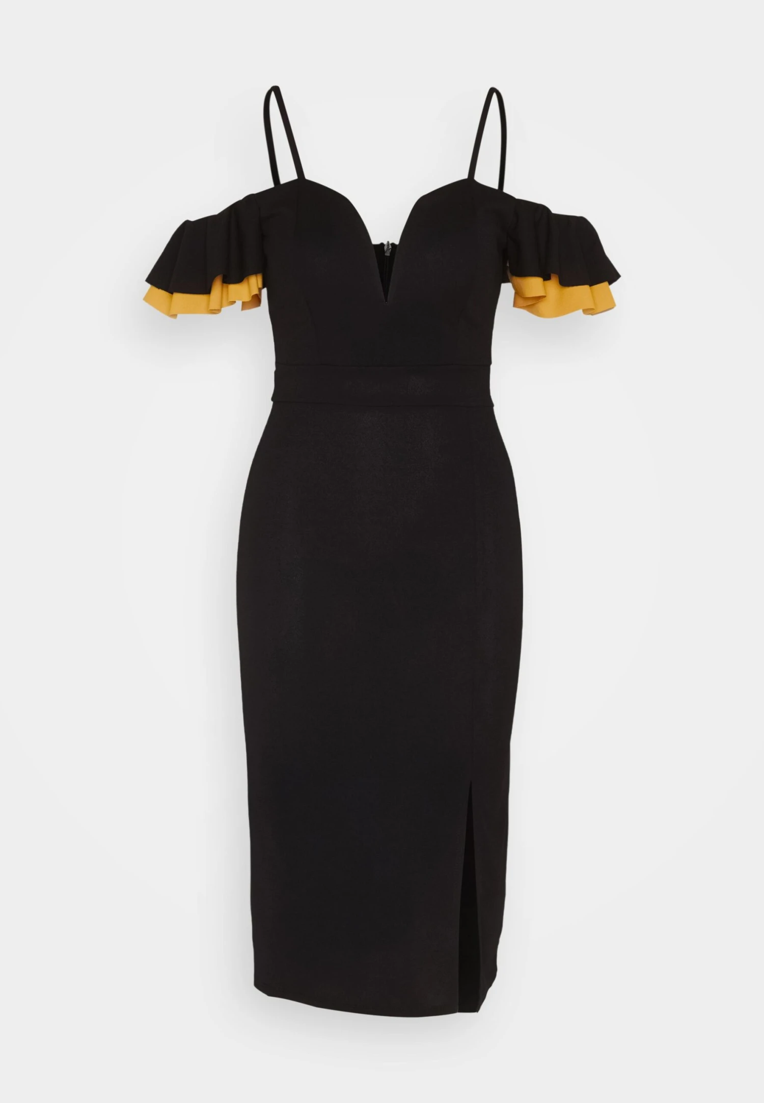 Wal G Simah Frill Midi Dress - Jerseyjurk - Black/Mango 5 Wal G Simah Frill Midi Dress - Jerseyjurk - Black/Mango - Afbeelding 5