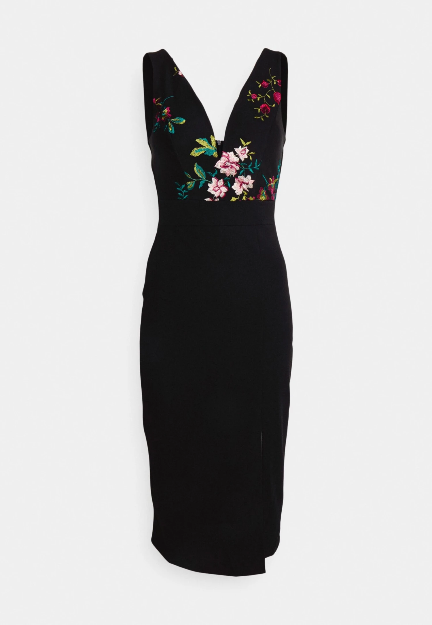 Wal G Embroidered V Neck Rose Midi - Cocktailjurk - Black Floral 5 Wal G Embroidered V Neck Rose Midi - Cocktailjurk - Black Floral - Afbeelding 5