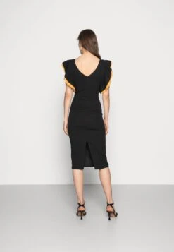 Wal G Kelly Ruffle Sleeve Midi Dress - Cocktailjurk - Black -Wal G. 7f6ceca4ebc3430f8e15c6da4334f563