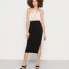 Wal G Marla Knot Halter Midi Dress - Cocktailjurk - Champagne/Black