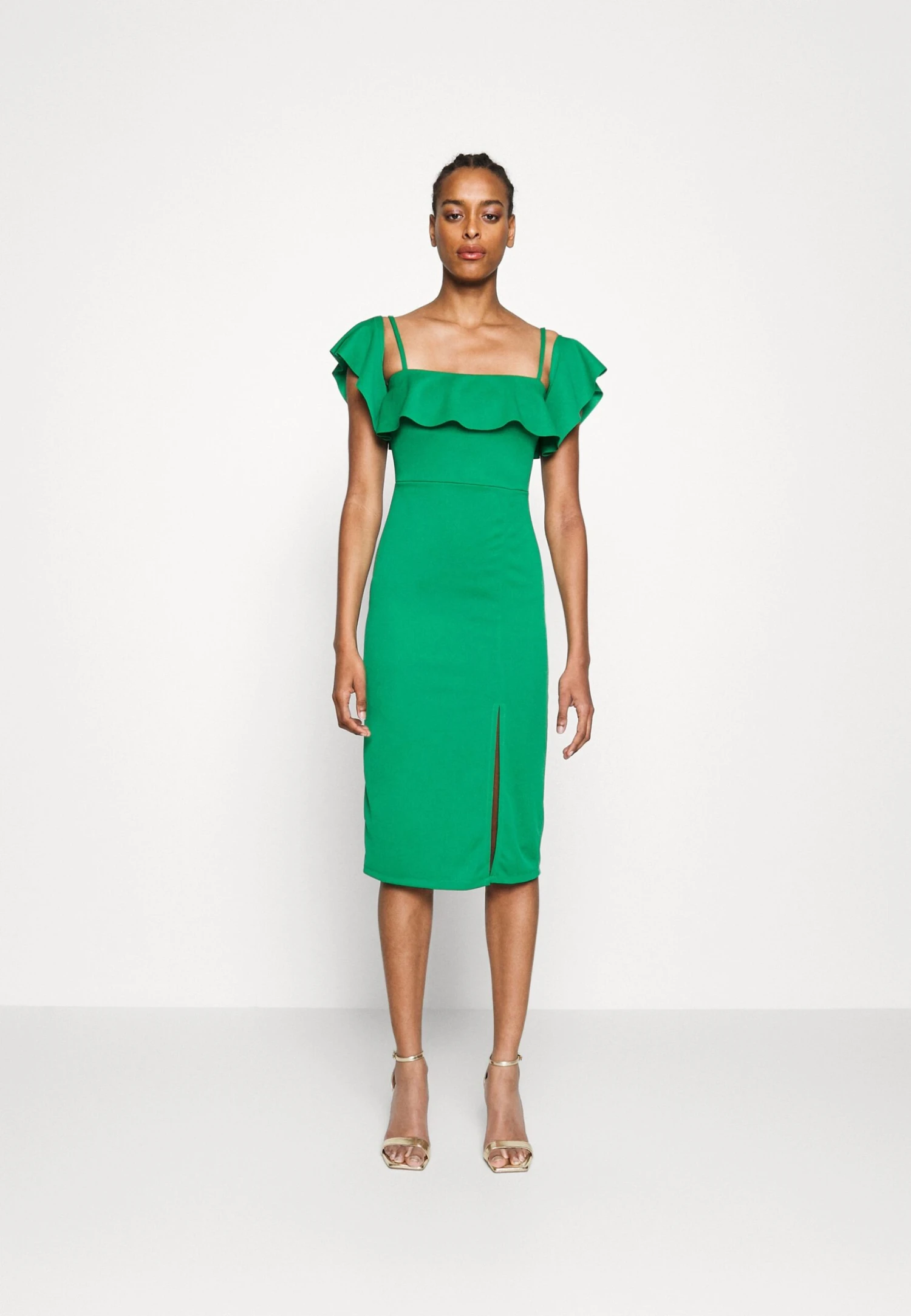 Zimmi Off Shoulder Midi Dress - Jerseyjurk - Leaf Green 1 Zimmi Off Shoulder Midi Dress - Jerseyjurk - Leaf Green