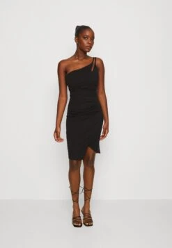 Wal G Valencia Cut Out One Shoulder Midi Dress - Jerseyjurk - Black