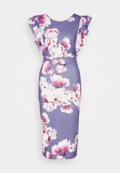 Wal G Diana Ruffle Sleeve Midi Dress - Jerseyjurk - Purple -Wal G. b51a1300633e4317b5e97165d99c31c2