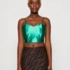 Wal G Daz Heart Neck Crop- Top - Leaf Green