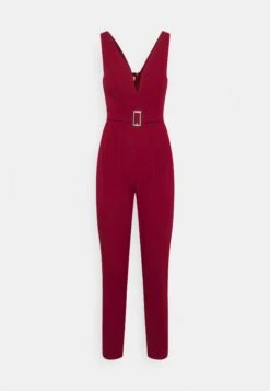 Buckle Plunge - Jumpsuit - Wine