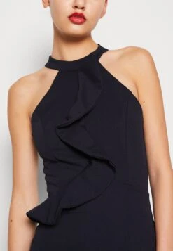 Wal G Sasha Frill Neck Midi Dress - Jerseyjurk - Navy Blue -Wal G. c7d008aaf31c46f59ea025dc8d718b8f