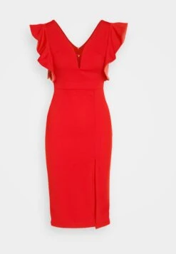 Wal G V Neck Ruffle Sleeve Midi Dress - Jerseyjurk - Red/Fushia 10 Wal G V Neck Ruffle Sleeve Midi Dress - Jerseyjurk - Red/Fushia -Wal G. d5fefe73bf644fde8b09ab095f76e014