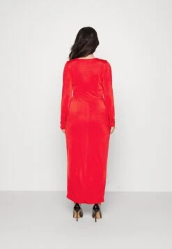 Mag V Neck Midi - Jurk - Red -Wal G. da87edfba85e48449315f6fcc0321e66