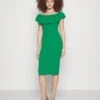 Wal G Himani Frill Neck Midi Dress - Jerseyjurk - Leaf Green
