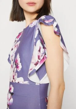 Wal G Diana Ruffle Sleeve Midi Dress - Jerseyjurk - Purple -Wal G. dfa0fb3625174f7a86576687f185ca8c