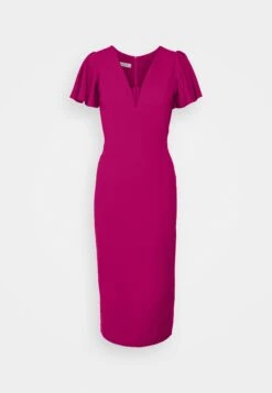 Tatiana Ruffle Sleeve Midi - Cocktailjurk - Raspberry -Wal G. e43d13538cda4e4086539059e6b5c4d7