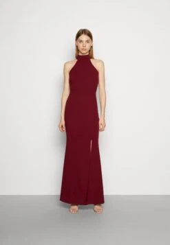 Wal G Sara Halter Neck Maxi Dress - Galajurk - Berry Wine