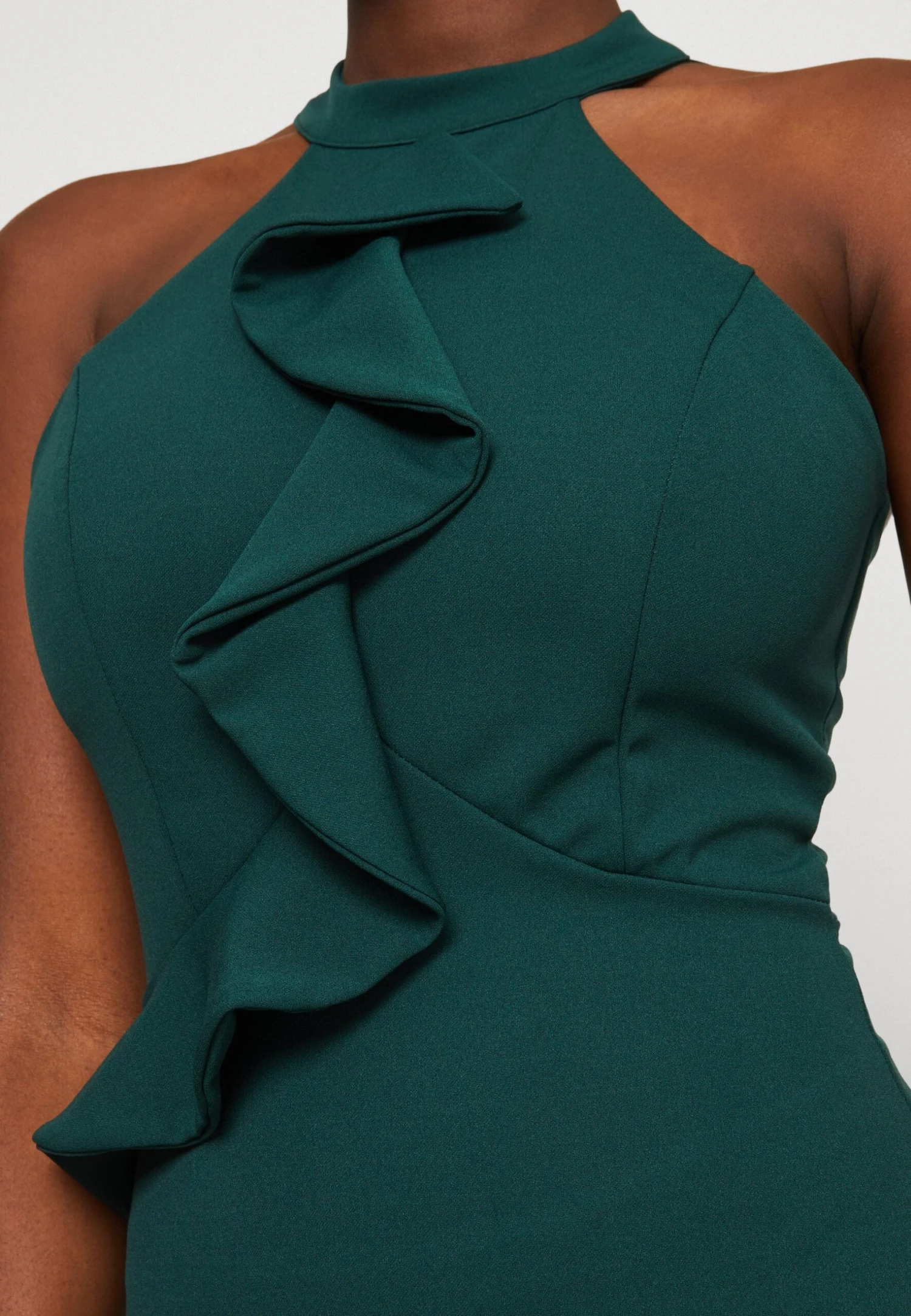 Wal G Tilly Ruffle Halter Neck Maxi Dress - Jerseyjurk - Forest Green 6 Wal G Tilly Ruffle Halter Neck Maxi Dress - Jerseyjurk - Forest Green - Afbeelding 6