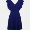 Wal G Danya Ruffle Sleeve Zip Skater Dress - Jerseyjurk - Electric Blue