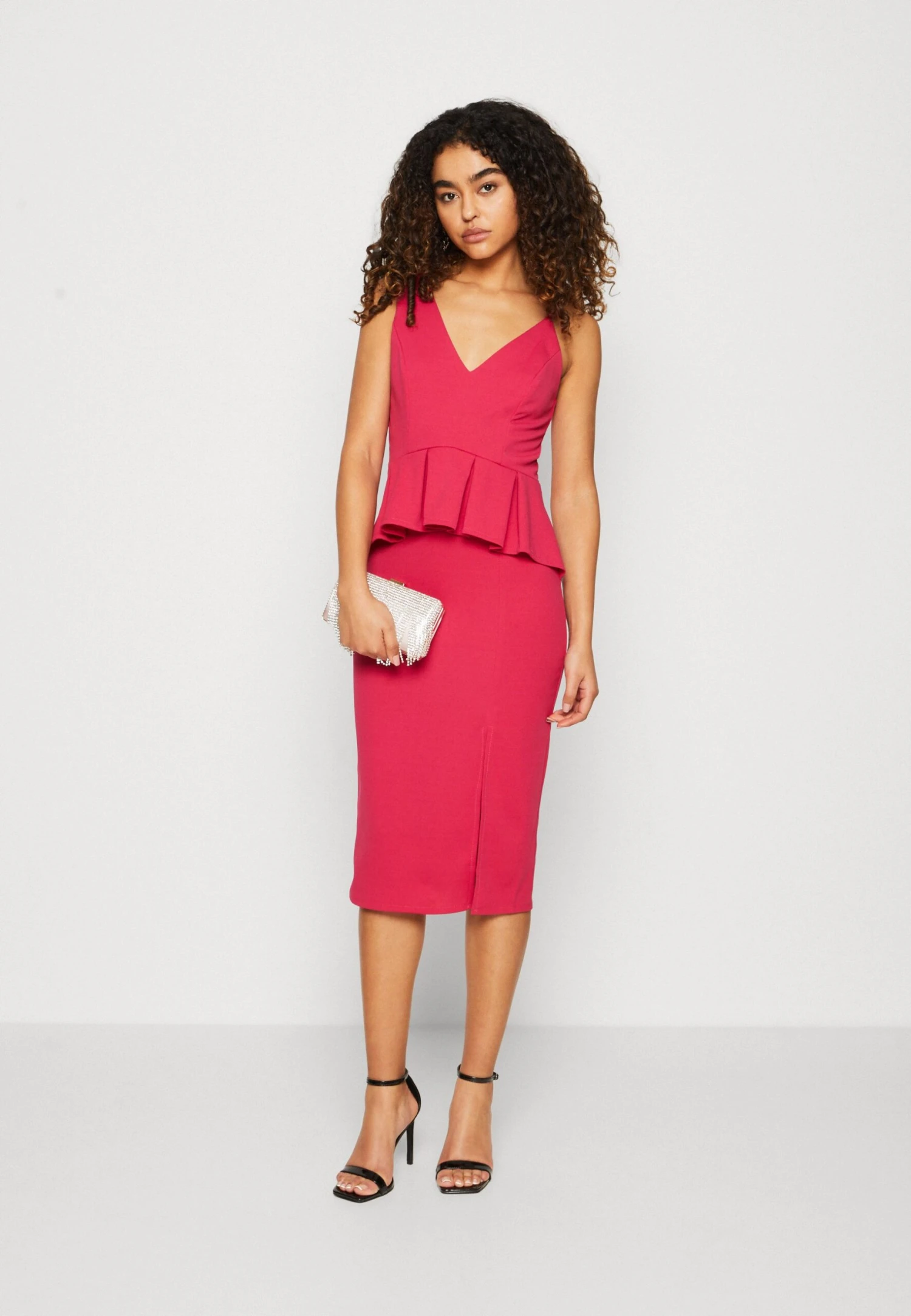 Wal G Sweeny Peplum Midi Dress - Jerseyjurk - Dark Fuchsia 2 Wal G Sweeny Peplum Midi Dress - Jerseyjurk - Dark Fuchsia - Afbeelding 2