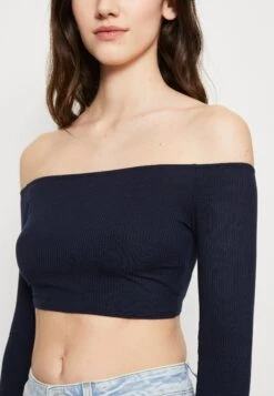 Wal G Hollie Off Shoulder Crop - Longsleeve - Navy -Wal G. fad3961ba67744cc92784dbce86825d3