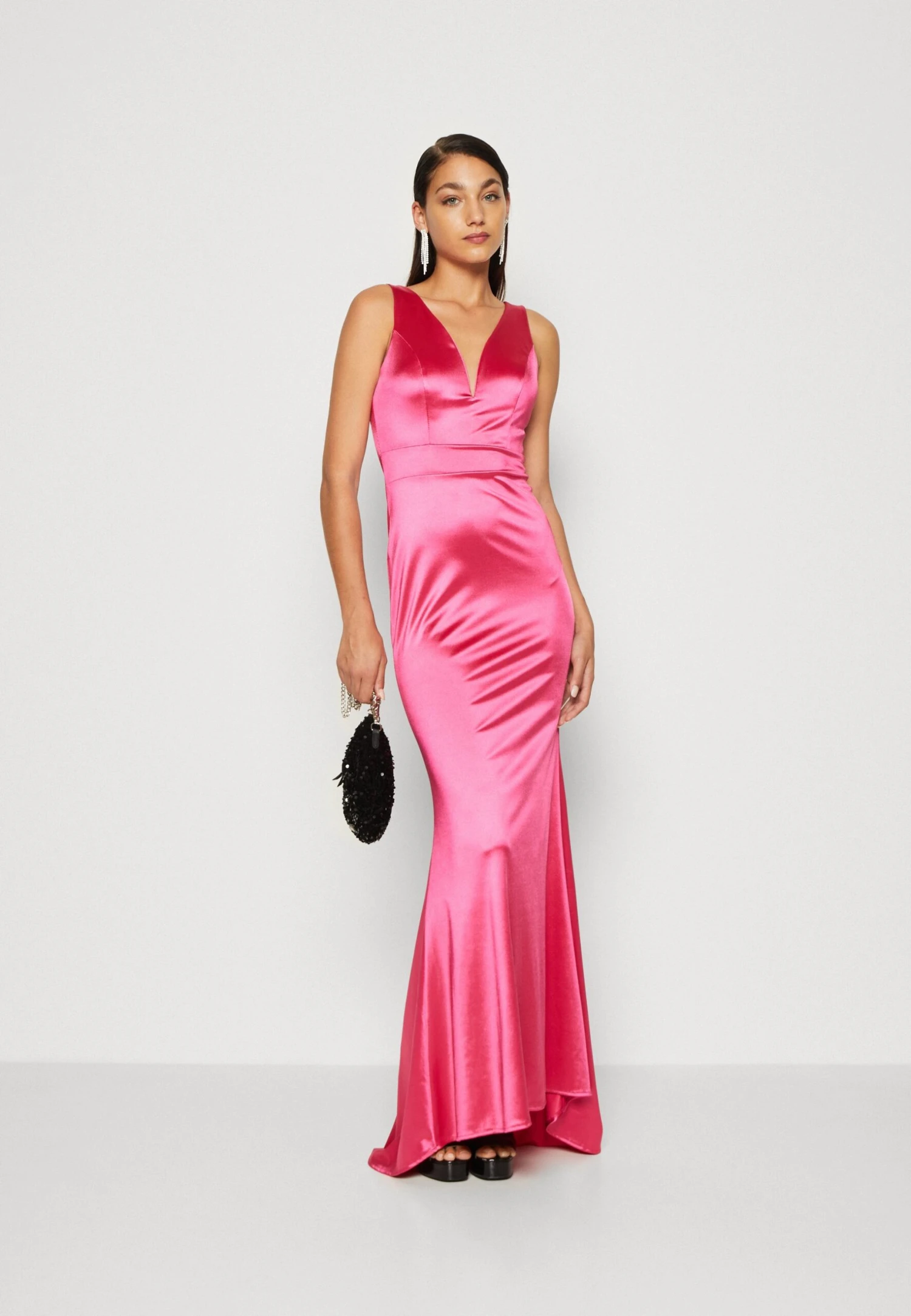 Wal G Nikita V Neck Maxi - Galajurk - Strawberry Pink 2 Wal G Nikita V Neck Maxi - Galajurk - Strawberry Pink - Afbeelding 2